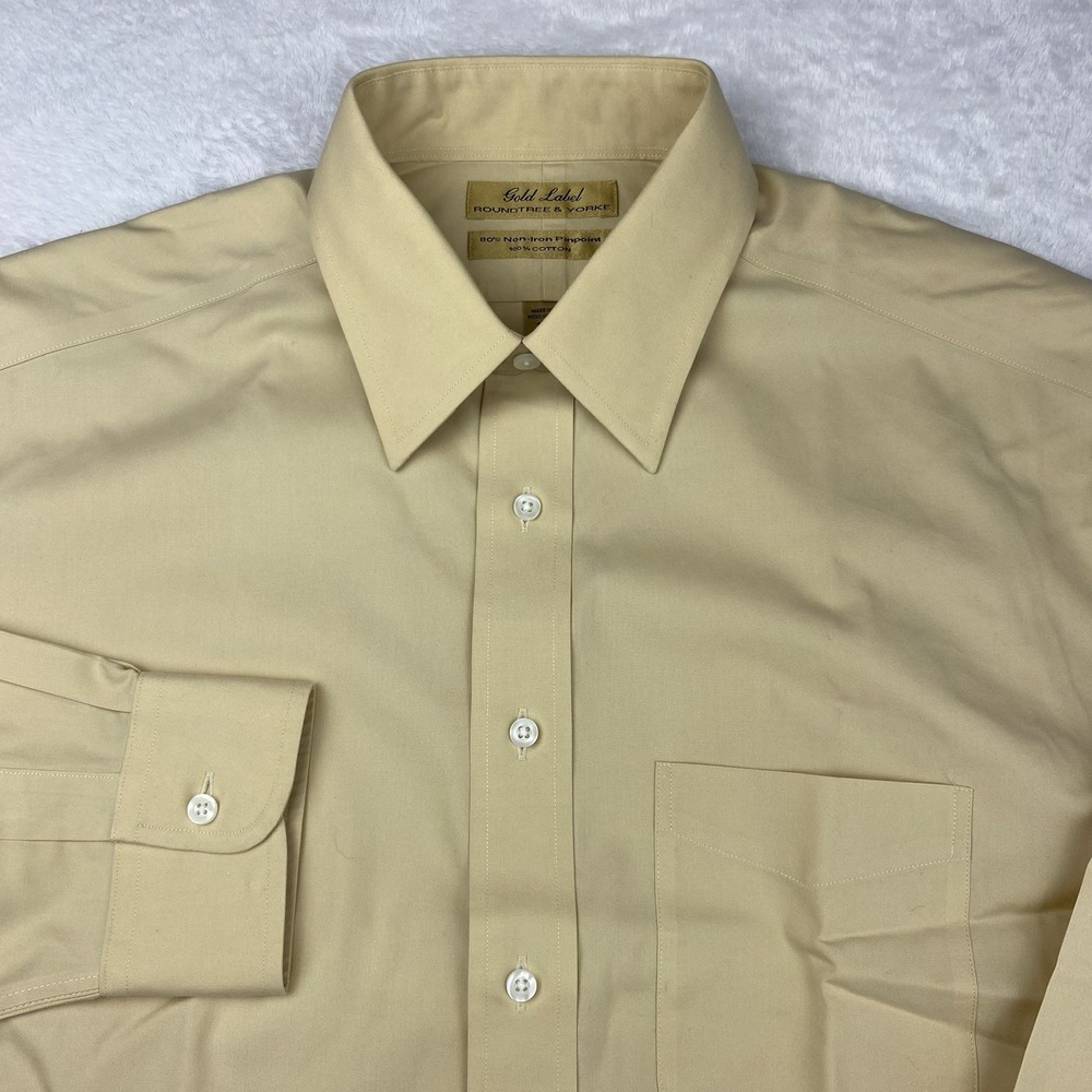 Roundtree & Yorke Gold Label Mens Dress Shirt 16-34 Harvest Gold No Iron